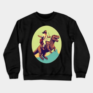 Jesus riding t rex, Funny Christian Design Crewneck Sweatshirt